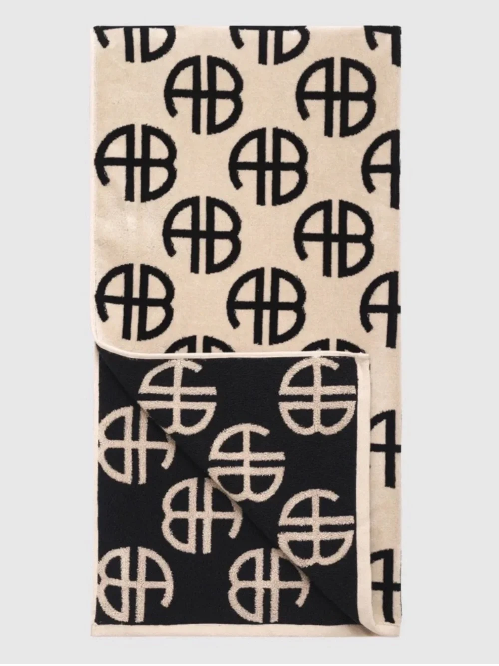 Anine Bing Bahia Towel in Beige and Black Monogram Print NWT